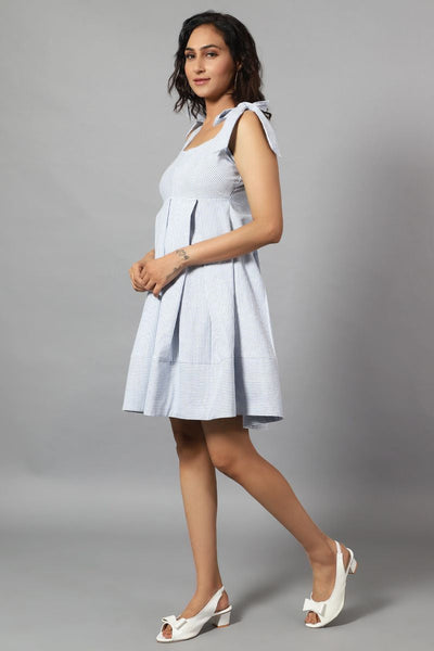 100% Cotton Mini Blue Dress