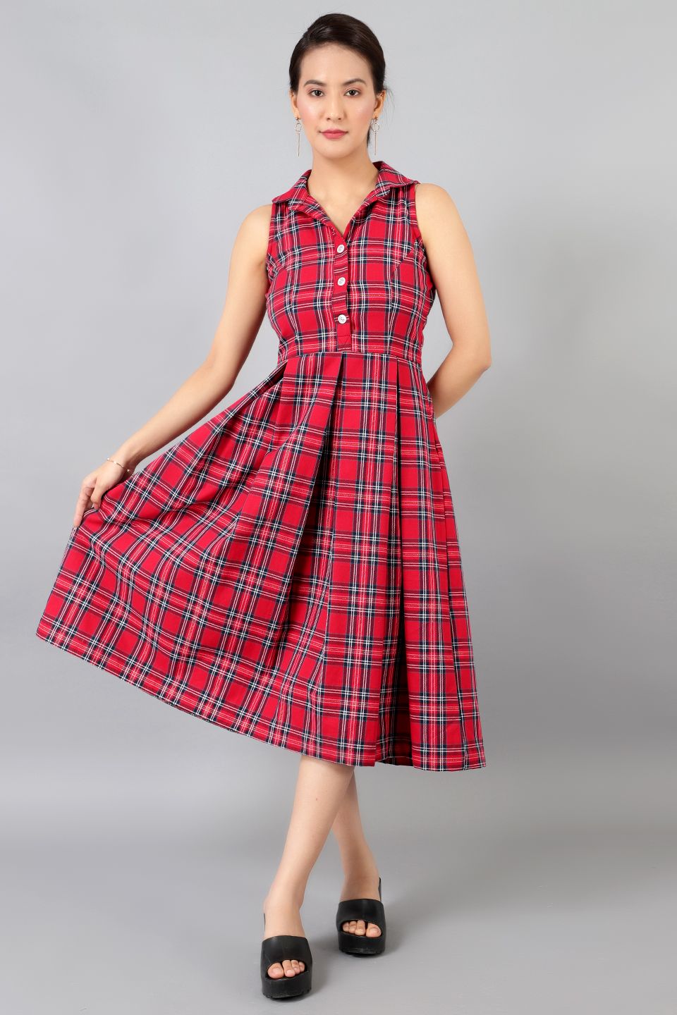 Cotton Midi Red Dress
