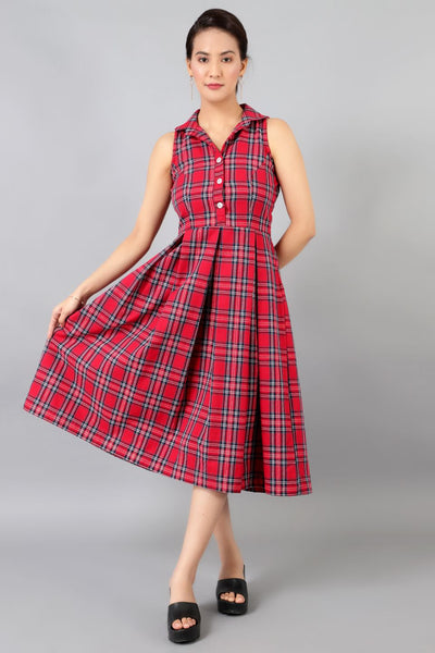 Cotton Midi Red Dress