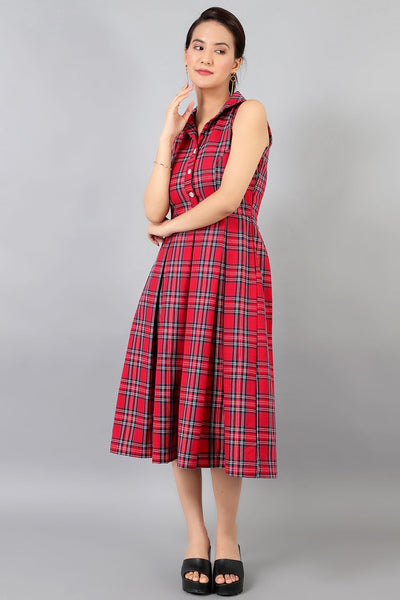 Cotton Midi Red Dress