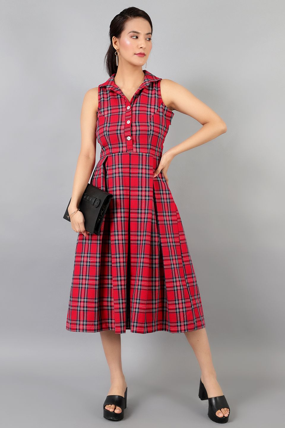 Cotton Midi Red Dress